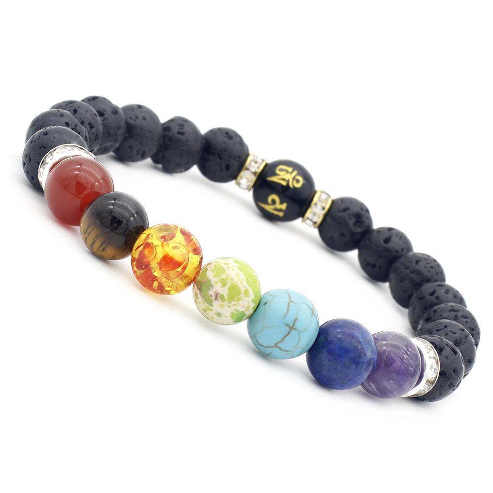 Zen Harmony Gemstone Chakra Bracelet, with Tibetan Bead