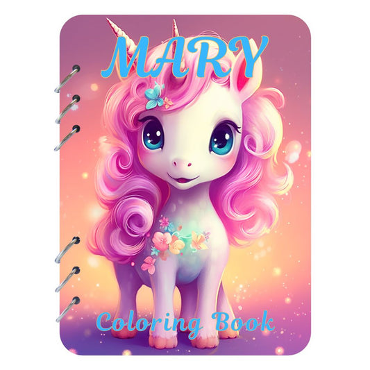 CUTE UNICORN COLORING IN BOOK WITH CUSTOM NAME
