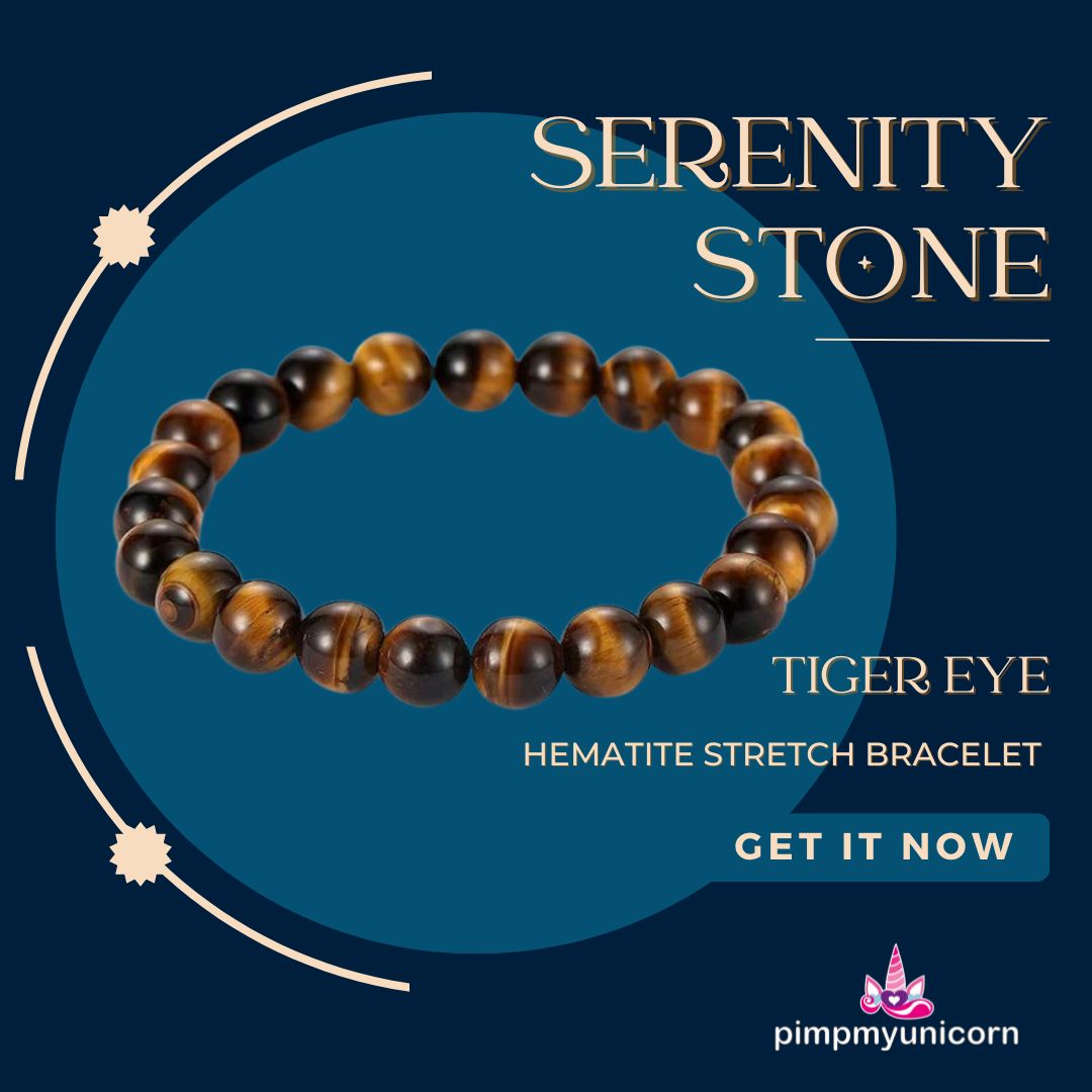 Serenity Stone: 8mm Tiger Eye Hematite Stretch Bracelet