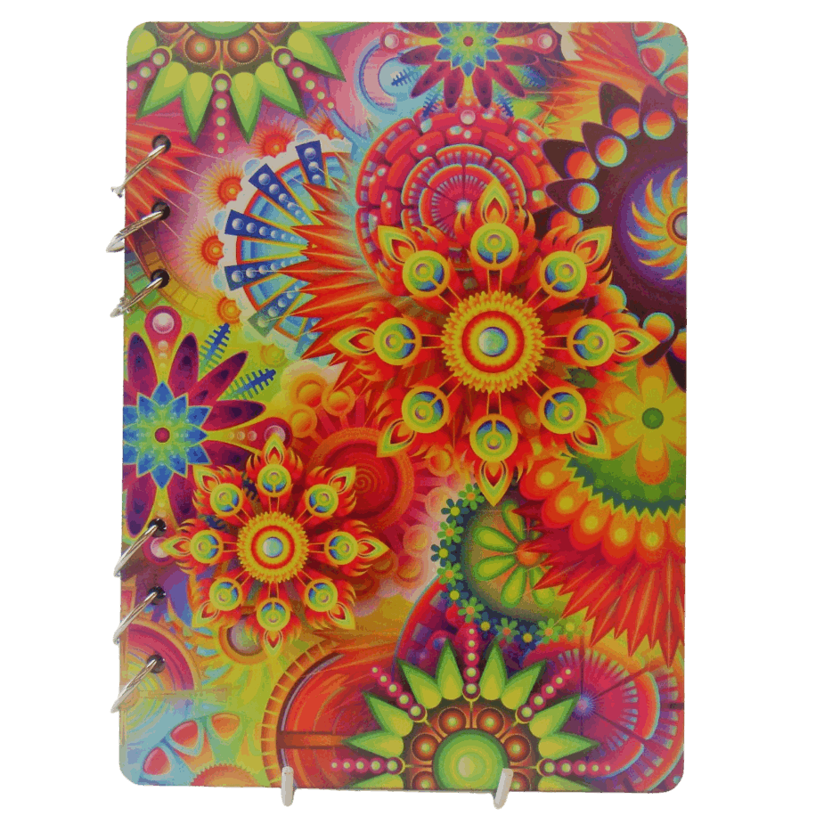 Bright Colored Mandala Wooden Notebook-A5