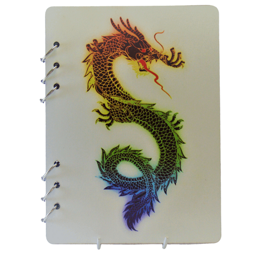 Powerful Colour Dragon Wooden Notebook-A5