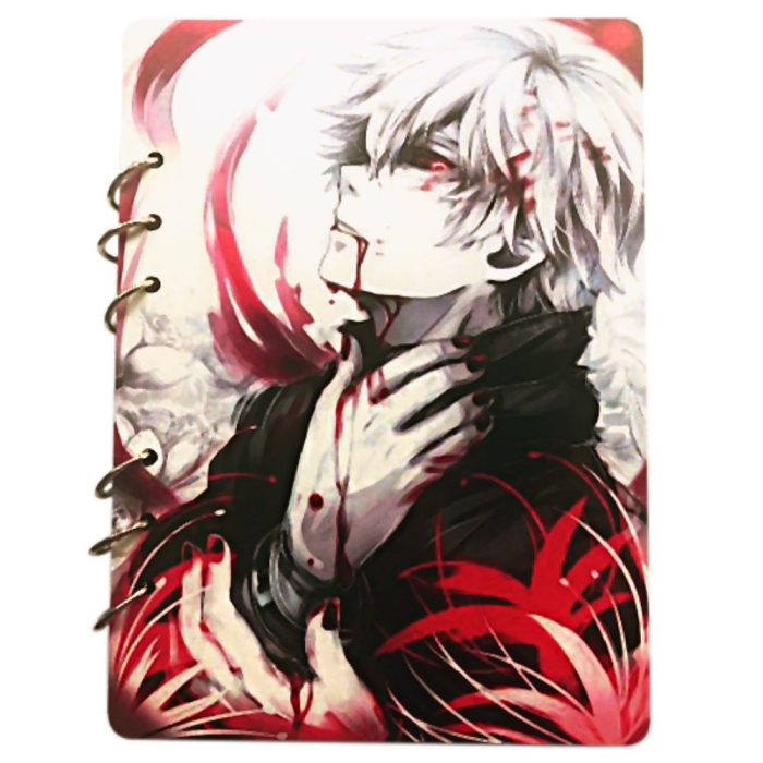 Anime Hero White and Red Wood Cover Notebook