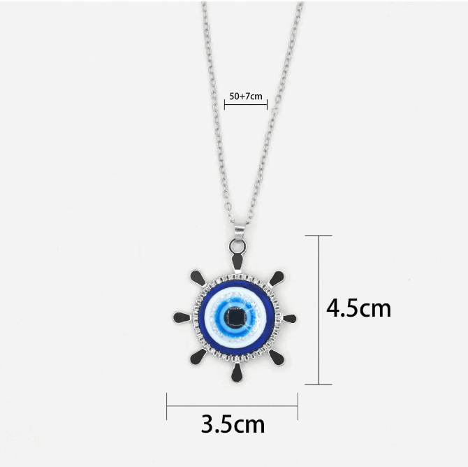 Round Evil Eye Wheel with Stainless Steel Chain