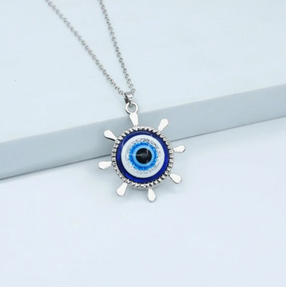 Round Evil Eye Wheel with Stainless Steel Chain