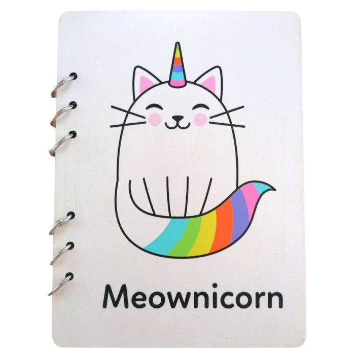 Meownicorn Notebook A5 Wood Cover Notebook/Journal