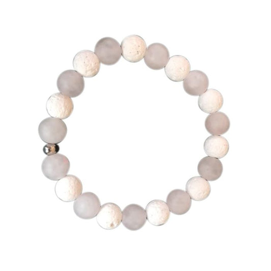 Rose Quartz & White Lava Ball Diffuser Bracelet