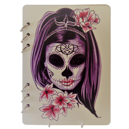 Lightbox Day of the Dead Lady Wooden Notebook-A5