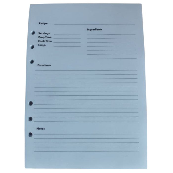 Recipe Template A5 Refill (Punched)