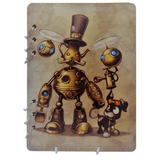 Steampunk Robot Family Wooden Notebook-A5