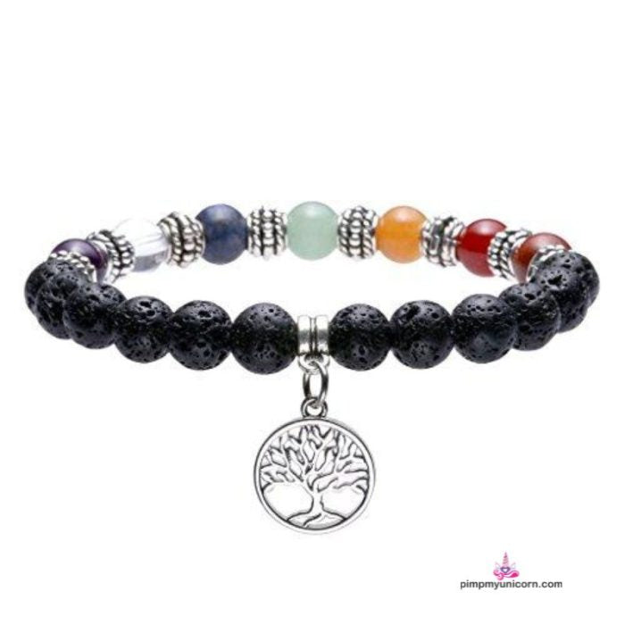Tree of Life Lava Stone Chakra Bracelet
