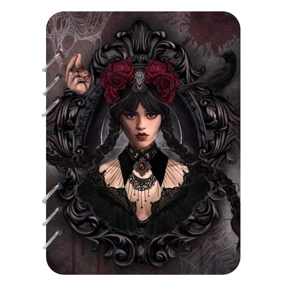 Gothic Fantasy Wednesday A5 Wood Cover Journal