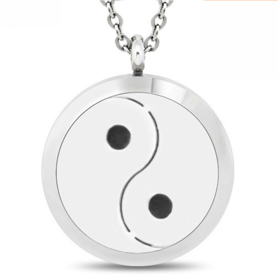 Ying Yang Locket, Aromatherapy Diffuser Necklace, Stainless Steel