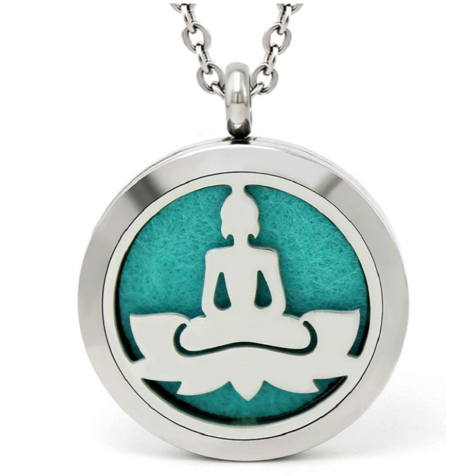Yoga Locket, Aromatherapy Diffuser Necklace, Stainless Steel