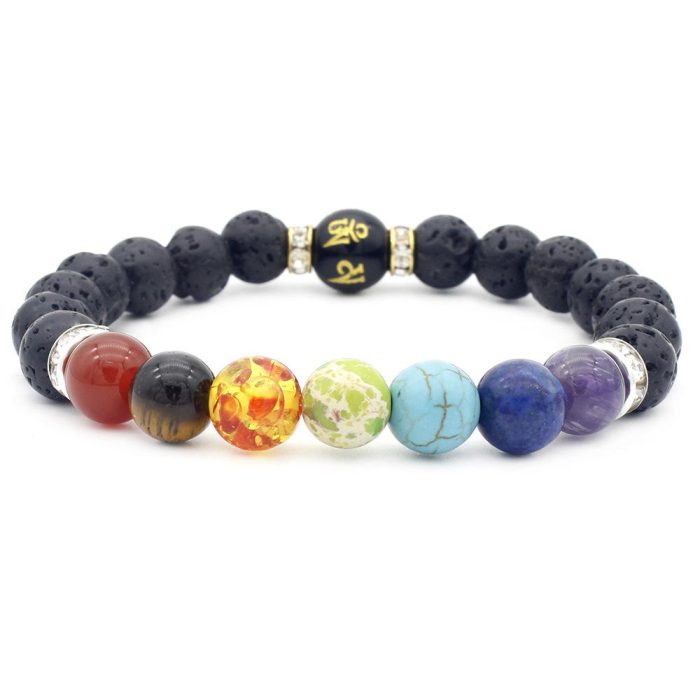 Zen Harmony Gemstone Chakra Bracelet, with Tibetan Bead